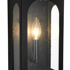 LightFixturesUSA - IP23 Black Seeded Glass Square Box Outdoor Wall Lantern - Wall Sconce - Black - 