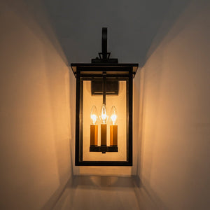 LightFixturesUSA - IP23 Farmhouse Square Lantern Outdoor Wall Sconce - Wall Sconce - 3 - Lt - 