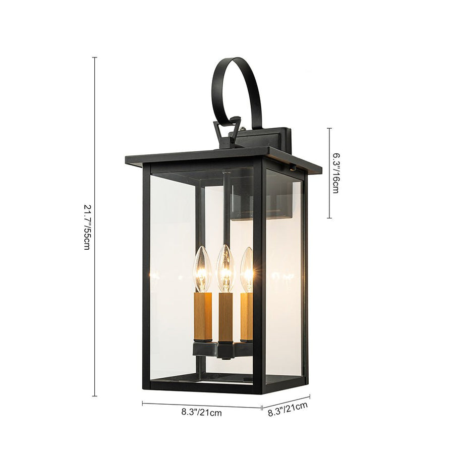 LightFixturesUSA - IP23 Farmhouse Square Lantern Outdoor Wall Sconce - Wall Sconce - 3 - Lt - 