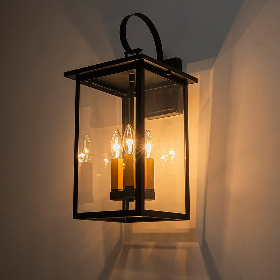 LightFixturesUSA - IP23 Farmhouse Square Lantern Outdoor Wall Sconce - Wall Sconce - 3 - Lt - 