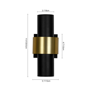 LightFixturesUSA - IP54 2 - Light Black Brass Tube LED Outdoor Wall Lamp - Wall Sconce - 1 Pack - 
