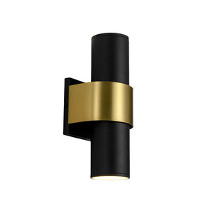 LightFixturesUSA - IP54 2 - Light Black Brass Tube LED Outdoor Wall Lamp - Wall Sconce - 1 Pack - 