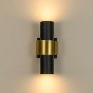 LightFixturesUSA - IP54 2 - Light Black Brass Tube LED Outdoor Wall Lamp - Wall Sconce - 1 Pack - 