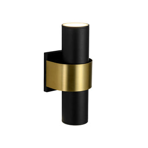 LightFixturesUSA - IP54 2 - Light Black Brass Tube LED Outdoor Wall Lamp - Wall Sconce - 1 Pack - 