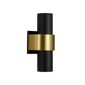 LightFixturesUSA - IP54 2 - Light Black Brass Tube LED Outdoor Wall Lamp - Wall Sconce - 1 Pack - 