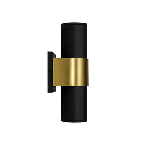 LightFixturesUSA - IP54 2 - Light Black Brass Tube LED Outdoor Wall Lamp - Wall Sconce - 1 Pack - 