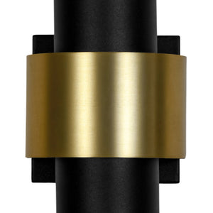 LightFixturesUSA - IP54 2 - Light Black Brass Tube LED Outdoor Wall Lamp - Wall Sconce - 1 Pack - 