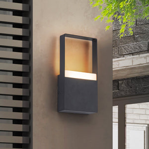 LightFixturesUSA-IP54 Black Rectangular Dimmable LED Outdoor Wall Lamp-Wall Sconce-1 Pack-