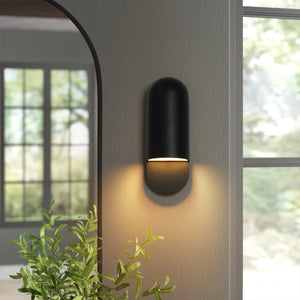 LightFixturesUSA-IP54 Minimalist Black 1-Light Iron Tube Outdoor Wall Lamp-Wall Sconce-1 Pack-