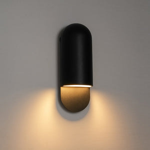 LightFixturesUSA-IP54 Minimalist Black 1-Light Iron Tube Outdoor Wall Lamp-Wall Sconce-2 Packs-
