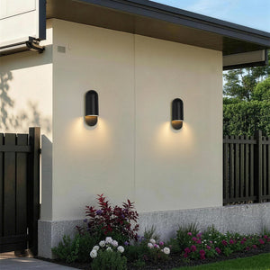 LightFixturesUSA-IP54 Minimalist Black 1-Light Iron Tube Outdoor Wall Lamp-Wall Sconce-2 Packs-