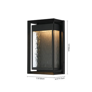 LightFixturesUSA-IP54 Rippled Glass Rectangle Dimmable LED Outdoor Wall Lantern-Wall Sconce-2 Packs-