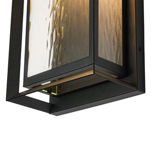 LightFixturesUSA-IP54 Rippled Glass Rectangle Dimmable LED Outdoor Wall Lantern-Wall Sconce-2 Packs-