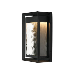 LightFixturesUSA-IP54 Rippled Glass Rectangle Dimmable LED Outdoor Wall Lantern-Wall Sconce-2 Packs-
