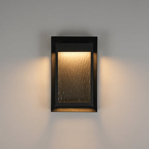LightFixturesUSA-IP54 Rippled Glass Rectangle Dimmable LED Outdoor Wall Lantern-Wall Sconce-2 Packs-