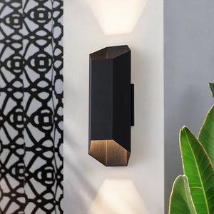 LightFixturesUSA - IP54 Up and Down Black Geometric Tube LED Outdoor Wall Light - Wall Sconce - 1 Pack - 