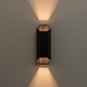 LightFixturesUSA - IP54 Up and Down Black Geometric Tube LED Outdoor Wall Light - Wall Sconce - 2 Pack - 