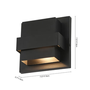 LightFixturesUSA-IP54 Up and Down Black Square LED Outdoor Wall Light-Wall Sconce-2 Packs-