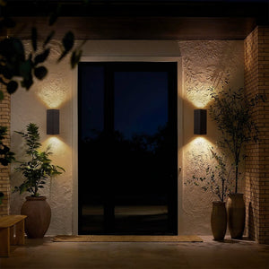 LightFixturesUSA-IP54 Up and Down Black Square Tube LED Outdoor Wall Lamp-Wall Sconce-2 Packs-
