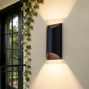 LightFixturesUSA-IP54 Up and Down Black Tunnel LED Outdoor Wall Lamp-Wall Sconce-1 Pack-