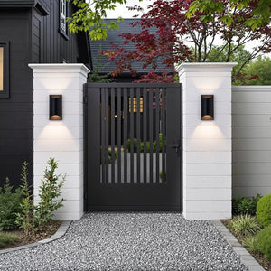 LightFixturesUSA-IP54 Up and Down Black Tunnel LED Outdoor Wall Lamp-Wall Sconce-1 Pack-