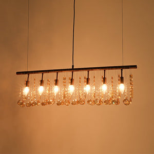 LightFixturesUSA - Italy Vintage Luxe Draped Amber Crystal Linear Chandelier - Chandelier - Red Rust - 