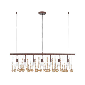 LightFixturesUSA - Italy Vintage Luxe Draped Amber Crystal Linear Chandelier - Chandelier - Red Rust - 