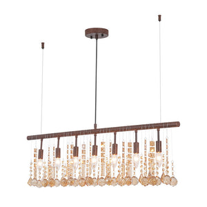 LightFixturesUSA - Italy Vintage Luxe Draped Amber Crystal Linear Chandelier - Chandelier - Red Rust - 