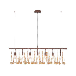 LightFixturesUSA - Italy Vintage Luxe Draped Amber Crystal Linear Chandelier - Chandelier - Red Rust - 