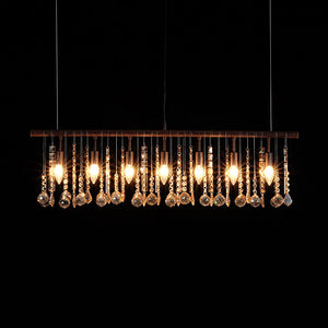 LightFixturesUSA - Italy Vintage Luxe Draped Amber Crystal Linear Chandelier - Chandelier - Red Rust - 