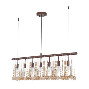 LightFixturesUSA - Italy Vintage Luxe Draped Amber Crystal Linear Chandelier - Chandelier - Red Rust - 