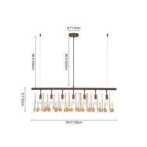 LightFixturesUSA - Italy Vintage Luxe Draped Amber Crystal Linear Chandelier - Chandelier - Red Rust - 