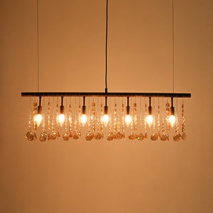 LightFixturesUSA - Italy Vintage Luxe Draped Amber Crystal Linear Chandelier - Chandelier - Red Rust - 