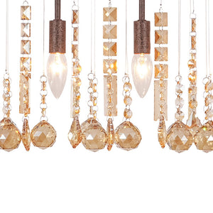 LightFixturesUSA - Italy Vintage Luxe Draped Amber Crystal Linear Chandelier - Chandelier - Red Rust - 