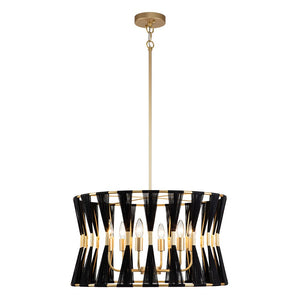 LightFixturesUSA-Ivory Woven Brass Open Drum Pendant Light-Chandelier-Black-