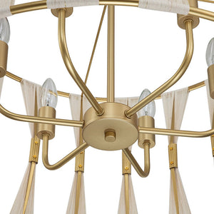 LightFixturesUSA-Ivory Woven Brass Open Drum Pendant Light-Chandelier-Ivory-