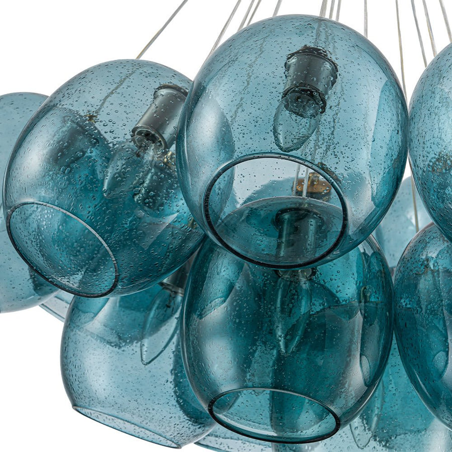 LightFixturesUSA - Lake House Cluster Blue Glass Globe Bubble Chandelier - Chandelier - Green Bubble - 