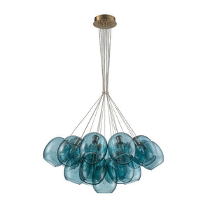 LightFixturesUSA - Lake House Cluster Blue Glass Globe Bubble Chandelier - Chandelier - Green Bubble - 