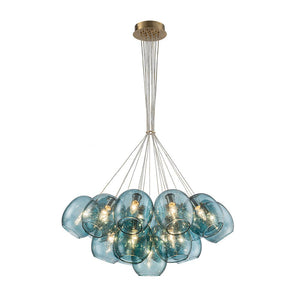 LightFixturesUSA - Lake House Cluster Blue Glass Globe Bubble Chandelier - Chandelier - Green Bubble - 