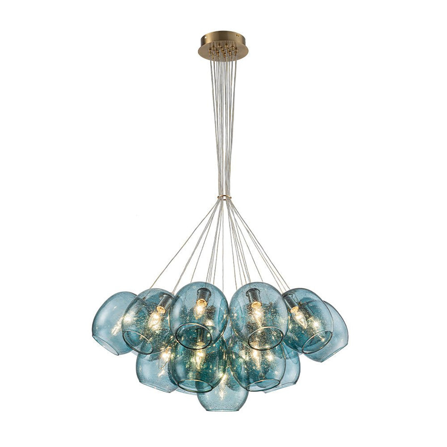 LightFixturesUSA - Lake House Cluster Blue Glass Globe Bubble Chandelier - Chandelier - Green Bubble - 