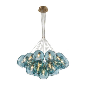 LightFixturesUSA - Lake House Cluster Blue Glass Globe Bubble Chandelier - Chandelier - Green Bubble - 