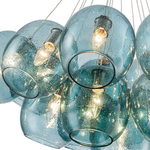 LightFixturesUSA - Lake House Cluster Blue Glass Globe Bubble Chandelier - Chandelier - Green Bubble - 
