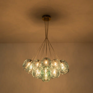 LightFixturesUSA - Lake House Cluster Blue Glass Globe Bubble Chandelier - Chandelier - Green Bubble - 