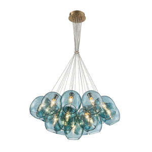 LightFixturesUSA - Lake House Cluster Blue Glass Globe Bubble Chandelier - Chandelier - Green Bubble - 