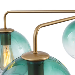 LightFixturesUSA - Lake House Green Glass Globe 5 - Light Round Sputnik Chandelier - Chandelier - Green Bubble - 