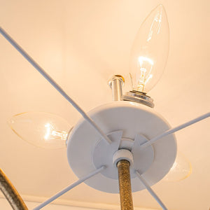 LightFixturesUSA-Layered Bamboo Square Cage Fabric Semi Flush Mount-Ceiling Light-Gold-