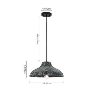 LightFixturesUSA - Limed Style Dome Distressed Wooden Single Pendant - Pendant Light - 15 in - 