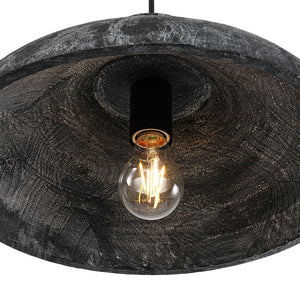 LightFixturesUSA - Limed Style Dome Distressed Wooden Single Pendant - Pendant Light - 15 in - 