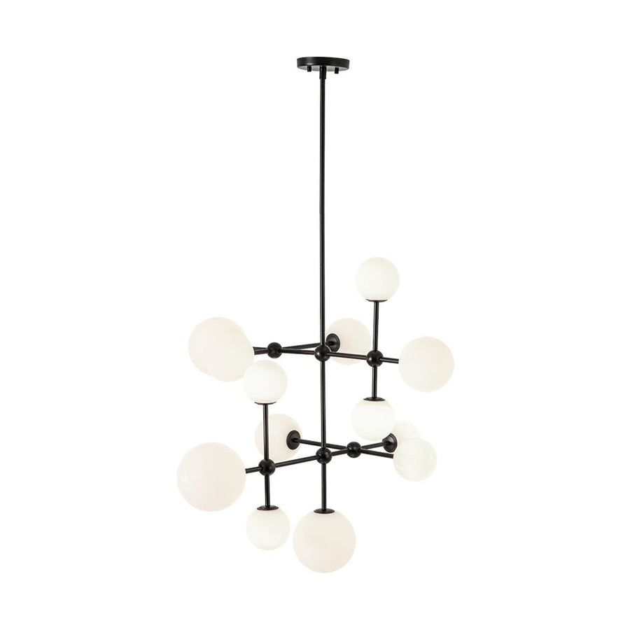 LightFixturesUSA - Luminous Opal Glass Globe Geometric Bubble Chandelier - Chandelier - Black (Exclusive Offer) - 