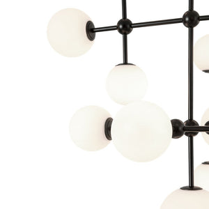 LightFixturesUSA - Luminous Opal Glass Globe Geometric Bubble Chandelier - Chandelier - Black (Exclusive Offer) - 